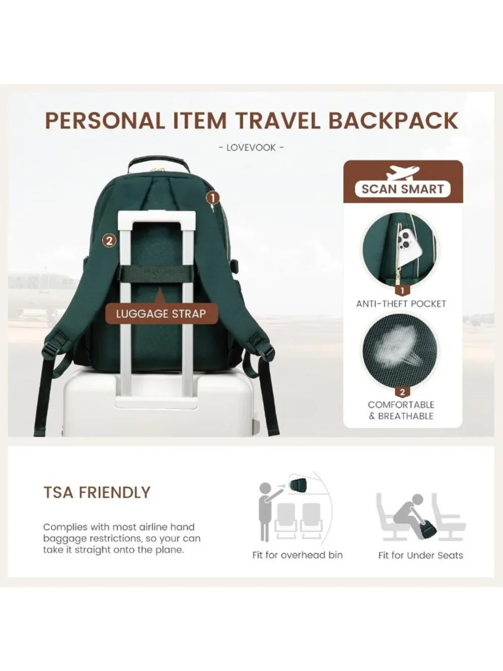 Stylish Waterproof Laptop Backpack for Women, 15.6